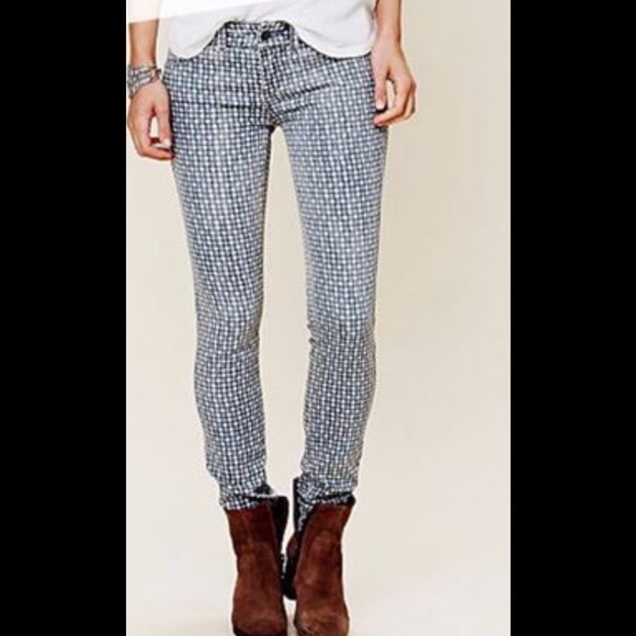 Free People Checker Washed Jeans - Picture 1 of 4